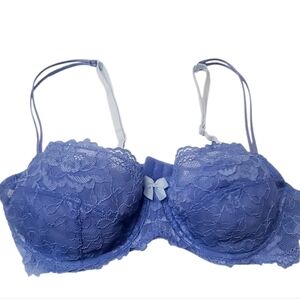 Gilligan & O'Malley Favorite Unlined Balconette Periwinkle Lace Bra 36B
